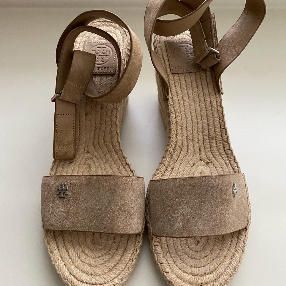Tory Burch Bima wedge suede espadrilles size 10
